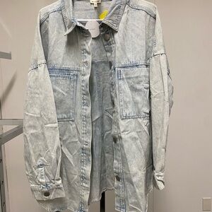 En Creme Light Blue Jean Jacket